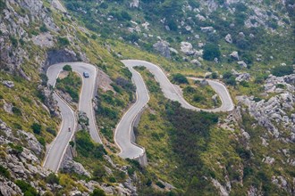 View of the winding road to the mountains