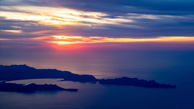 View of Formentor and La Victoria peninsulas at sunset