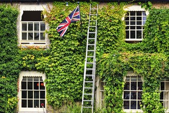 Green facade with Union Jack and ladder