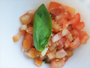 Chopped tomato and basil