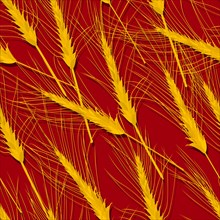 Wheat ears in the wind. Seamless pattern vector illustration