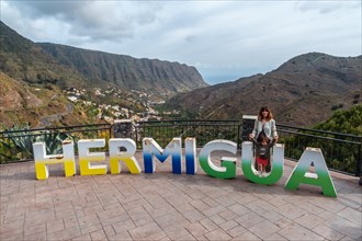 Visiting the letters at the viewpoint in the village of Hermigua in the north of La Gomera
