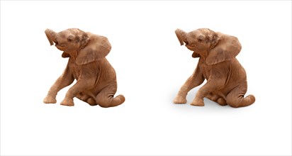 Baby elephant isolated on white with and without A shadow