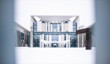 Federal Chancellery in winter in Berlin