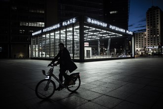 Cyclists at Potsdamer Platz in Berlin