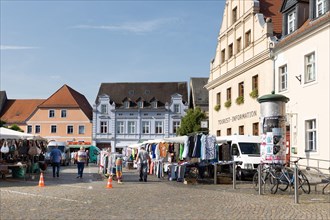 Market square of Bad Belzig with tourist information and weekly market market.