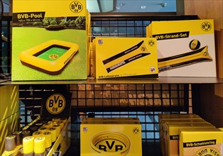 Fan articles in a fan shop of Borussia Dortmund