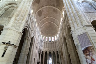 La Charite sur Loire. Nievre department. Capitals and columns of the church Notre-Dame labelled Unesco world heritage site. Bourgogne Franche Comte. France