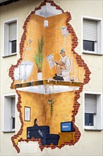 House with funny wall painting