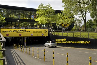 Entrance to the multi-storey car park at the BVB Fan World of Borussia Dortmund