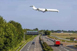 Landing approach to Duesseldorf Airport