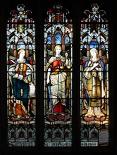 Stained glass window depicting Mercy
