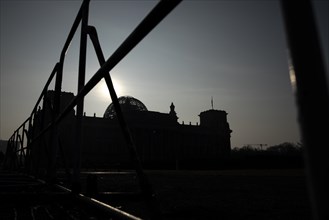 A barrier in front of the Bundestag