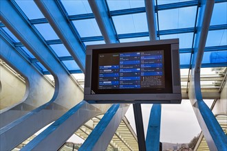 Digital display board with train departure times