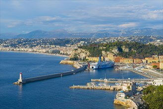 Panoramic View Over Nice and Coastline in Provence-Alpes- Cote d'Azur