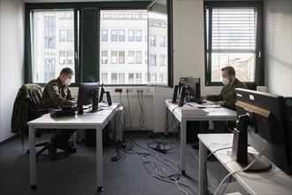 Soldiers of the German Armed Forces support the public health department in tracing contacts of Corona infected persons