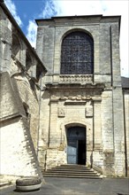 La Charite-sur-Loire. Entrance of Notre-Dame church labelled Unesco world heritage site. Nievre department. Bourgogne-Franche-Comte. France