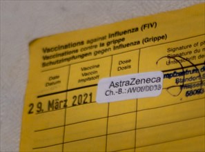 Vaccination certificate with one day of AstraZeneca Covid-19 vaccination. Hagen