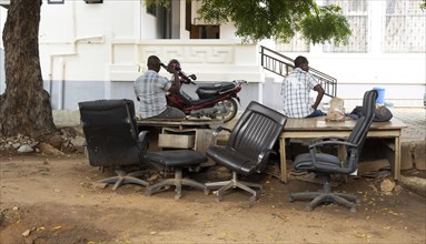 Good governance. Broken office chairs in the courtyard of the Ministry of Foreign Affairs in Lome