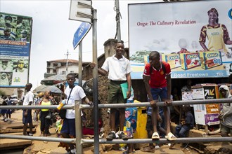 Street scene with school children in Freetown