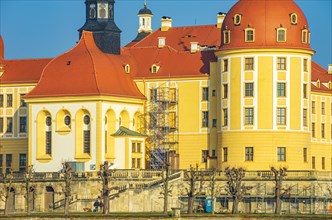 Partial view of the main facade of Moritzburg Castle
