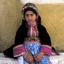 Girl in traditional traditional costume at Easter