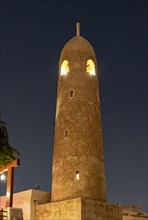Minaret of Souq Waqif East Mosque by night