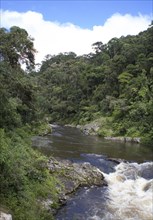 Waterfall and river in Ranomafana rainforest