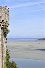 View from rampart over the bay at Mont Saint-Michel