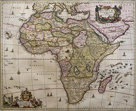 17th century map of the African continent Africae Accurata Tabula ex officina Nic. Visscher by Nicolaes Visscher