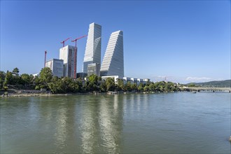 Roche Tower or Roche Tower and the Rhine in Basel