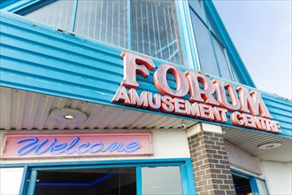 Sign for Forum amusement centre arcade