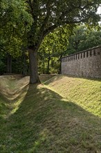 Fortified wall with battlements