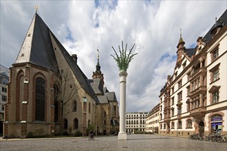Nikolai Church with the Nikolai Column by Markus Glaeser commemorating the Monday demonstrations