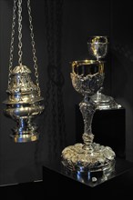 Collection of religious silverware at the Ten Duinen museum at Koksijde