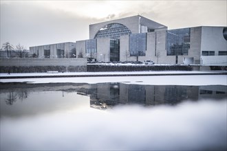 The Federal Chancellery in front of the Federal Government-Laender on the further procedure of the Corona restrictions