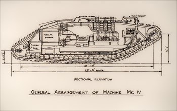 WWI technical engineering drawing