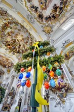 Ceiling frescoes and Easter decoration