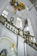 Staircase house with ceiling fresco