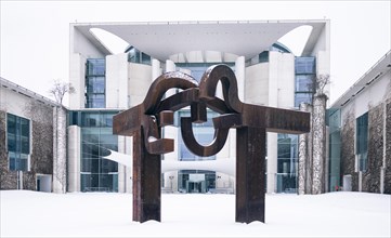 Federal Chancellery in winter in Berlin