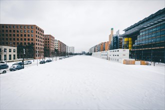 Winter view of Potsdamer Platz in Berlin. 09.02.2021.