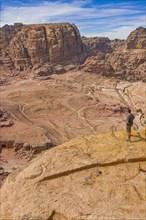 Man overlooking the Unesco world heritage sight Petra