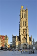 The Saint-Bavo's square and the Saint-Bavo's cathedral