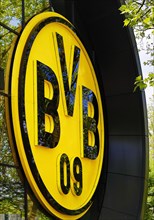 BVB club crest at the BVB FanWorld of Borussia Dortmund