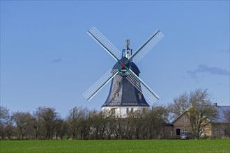 Windmill in Borgsum on the island of Foehr in the district of Nordfriesland