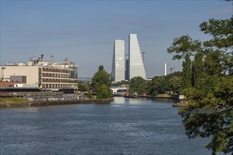 Roche Tower or Roche Tower and the Rhine in Basel