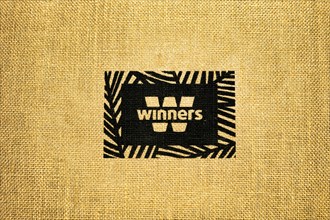 Large flax shopping bag with printed logo of Winners Supermarket