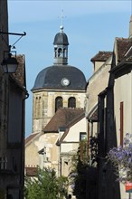 Vezelay labelled les Plus Beaux Villages de France.Bell tower of old church of St Peter. Morvan regional natural park. Via Lemovicensis way to Santiago de Compostela. Yonne department. Bourgogne Franc...