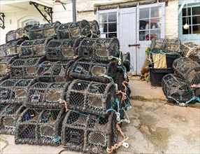Lobster pots on quayside