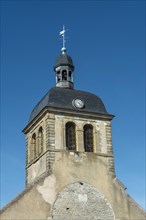 Vezelay labelled les Plus Beaux Villages de France.Bell tower of old church of St Peter. Morvan regional natural park. Via Lemovicensis way to Santiago de Compostela. Yonne department. Bourgogne Franc...